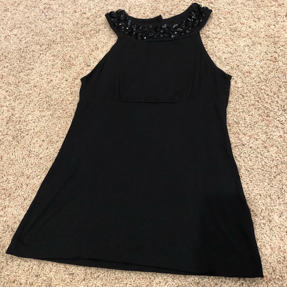 Fun black halter top with costume gemstone details